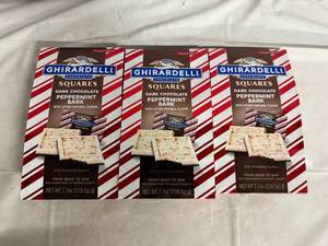 lot 139 image: 3 Bags of Ghiradelli Dark Chocolate Peppermint Squares