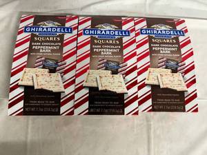 lot 140 image: 3 Bags of Ghiradelli Dark Chocolate Peppermint Squares