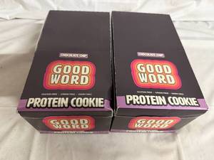 lot 156 image: 2 Packs of Good Word Chocolate Chip Protein Cookies