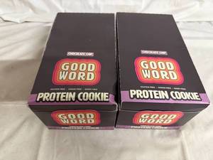 lot 157 image: 2 Packs of Good Word Chocolate Chip Protein Cookies