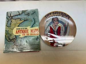 lot 9 image: Book of Antique Maps & Saturday Evening Post Plate