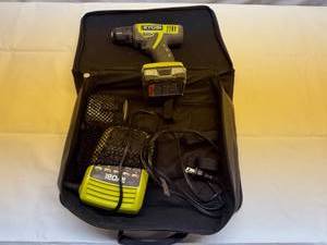 lot 135 image: Ryobi DrillDriver Complete Set with Zippered Case, 2 12b Li-ion Batteries & Chargers
