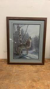 lot 14 image: Framed Wolf Print by Jim Hansel - Signed and Numbered