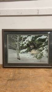 lot 16 image: Limited Edition Wolf in Winter Landscape Artwork by Jorge Mayol