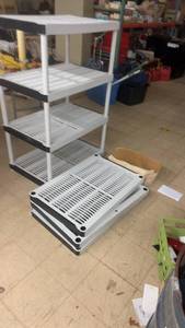 lot 74 image: Heavy Duty Plastic Shelving Unit with Extra Shelves