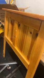 lot 78 image: Wooden Headboard with Metal Bed Frame Parts