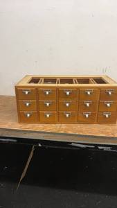 lot 105 image: Wooden Card Catalog with 12 Drawers