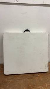 lot 115 image: Folding White Plastic Table with Carry Handle