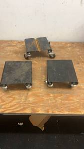 lot 136 image: Set of 3 Heavy-Duty Steel Machinery Dollies with Swivel Casters