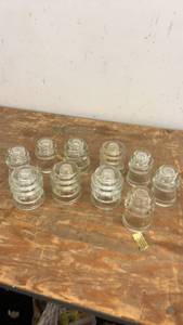 lot 150 image: Collection of 10 Clear Glass Hemingray Insulators