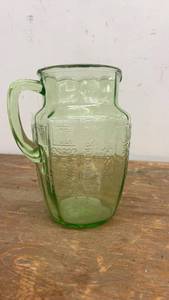 lot 157 image: Vintage Green Depression Glass Pitcher