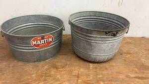 lot 174 image: Set of 2 Vintage Galvanized Metal Buckets