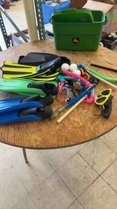 lot 227 image: Diving Gear Set with Flippers, Snorkels, and Goggles