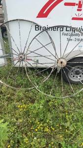lot 254 image: Pair of Vintage Metal Wagon Wheels