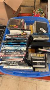 lot 268 image: Large Collection of Assorted DVDs and CDs in Storage Bin