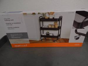lot 25 image: Extra-Wide Rolling Cart one leg missing a pin