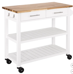 lot 18 image: Seville Acacia Top Kitchen Cart with Drawers