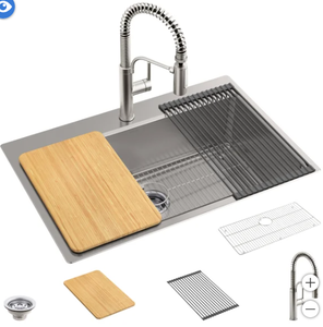 lot 11 image: Kohler Provo 33 Dual Mount Single-Bowl Workstation Kitchen Sink Kit