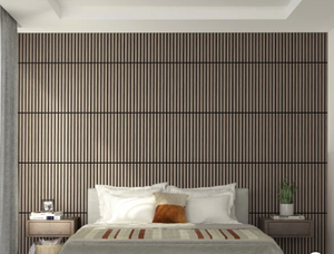 lot 46 image: Artika Sonolok Sound Absorbing Slotted Panel Kit - Color Walnut