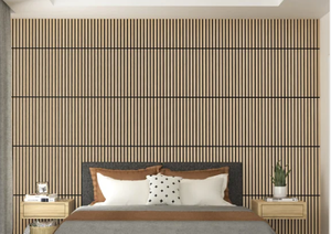 lot 9 image: Artika Sonolok Sound Absorbing Slotted Panel Kit - Color Oak &  Black