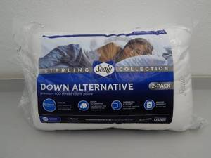 lot 22 image: Set of 2 Sealy StandardQueen Down Alternative Pillows