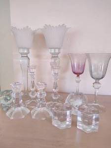 lot 35 image: Lot of Glass and Crystal Candleholders