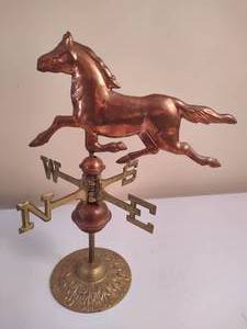 lot 5 image: Galloping Horse Weather Vane - Polished CopperBrass