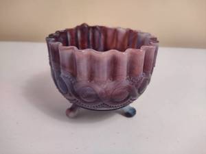 lot 34 image: Purple Slag Glass Beaded Nut Dish