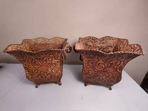 lot 13 image: Pair of Decorative Metal Planters