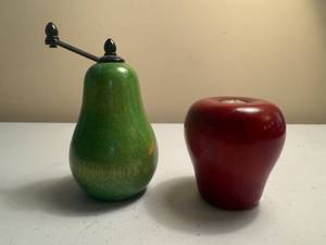 lot 47 image: Wooden Fruit Salt Shaker and Pepper Mill