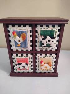 lot 26 image: Farmhouse Style Tea or Spice Cabinet