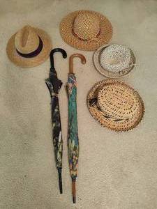 lot 157 image: Lot of Ladies Hats & Large Umbrellas