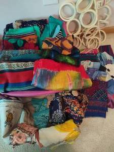 lot 162 image: Lot of Ladies Scarves & Hanging Scarf Holder