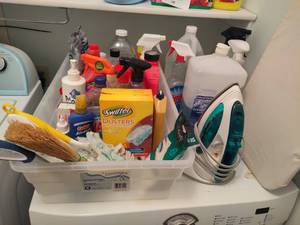 lot 197 image: Lot of Cleaning SuppliesIron & Mini Ironing Board