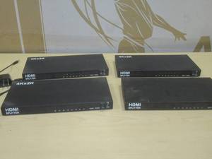 lot 22 image: 4 Pack HDMI Splitter 1 in 8 out 4K, 8 Port Powered HDMI Splitter Multi Monitor Outputs 3D for Projector, HDTV One in Eight Out Powered 8way HDMI Splitter Audio Video Distributor Amplifier with Charger