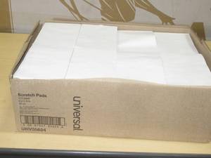 lot 40 image: Universal 35624 Bulk Scratch Pads, Unruled, 4 x 6, White, 100 Sheet Pads (Case of 120 Pads)