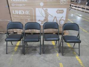 lot 48 image: 4 Black Folding Chairs