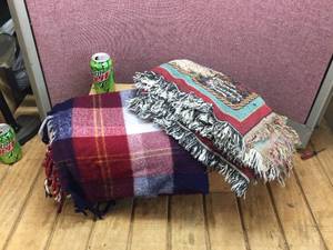 lot 182 image: (2) Vintage BlanketThrows - Faribo & Thomas Kinkade