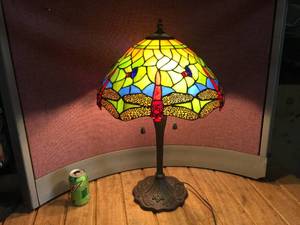 lot 233 image: Contemporary Tiffany Style Dragonfly Lamp - 25 Tall - Decent