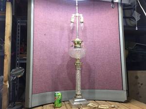 lot 234 image: Neat Antique Victorian Hinkss Duplex - Transitional Electric Lamp