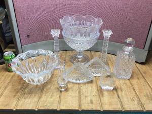lot 242 image: Variety Leaded GlassCrystal - Bowls - Decanter - Candlesticks