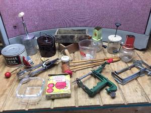 lot 246 image: Group Vintage Kitchenwares - Choppers - Peelers - Beaters