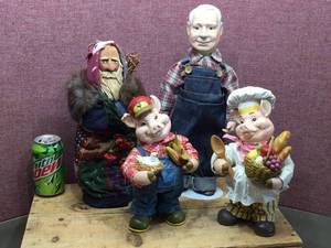 lot 247 image: Farmer - Pigs & Carved Doll by Montandon
