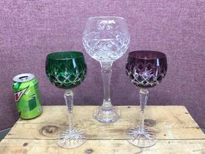 lot 251 image: Leaded Glass - Cut to Clear Wine Glasses - CzechBohemian