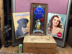 lot 298 image: Pabst Mirror - Coca Cola TIn - Peters Ammo Tin Signs
