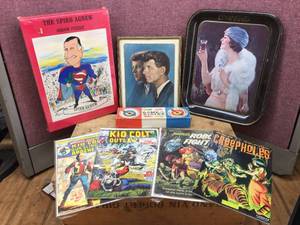 lot 346 image: Vintage JFKRFK - Agnew Puzzle - Comic Books - States Game Coke Tray