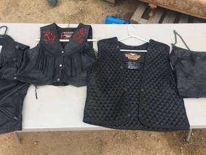 lot 166 image: (4) Womens Leather VestsHalter - Some Harley D