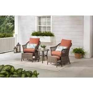 Hampton Bay Valley Spring 5-Piece Wicker Patio Conversation Set with Sienna Cushions  Customer Returns See Pictures