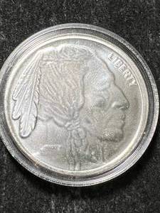 lot 11 image: 1 TROY OZ .999 FINE SILVER BUFFALO INDIAN ROUND IN AIRTITE