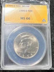 lot 13 image: 1995-D US KENNEDY HALF DOLLAR ANACS MS66